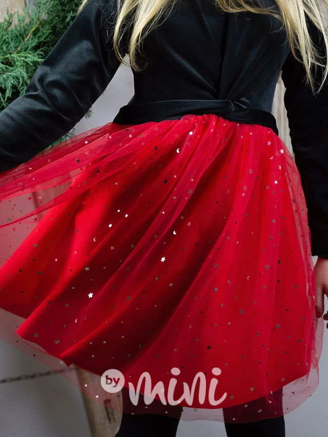 Red/Black šaty s tylovou sukní
