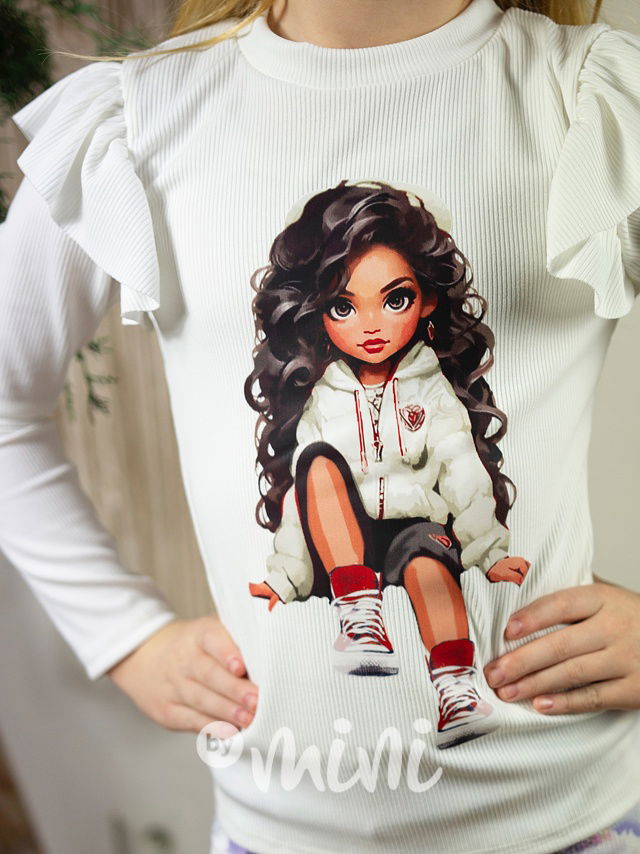 Žebrovaná blůzka curly girl bílá