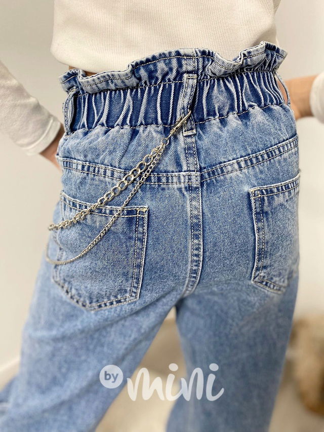 Fashion ripped jeans s řetízkem