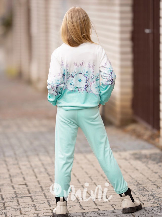 Soft velurová souprava mint flowers