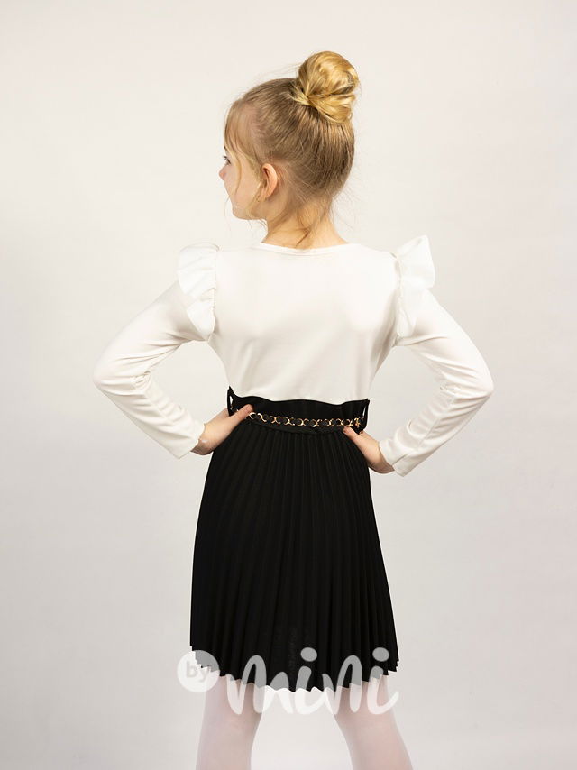 Šaty s plisovanou sukní + pásek black/white