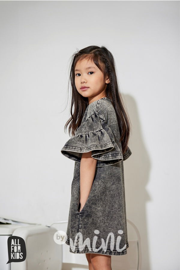 All for kids denim šaty ice black