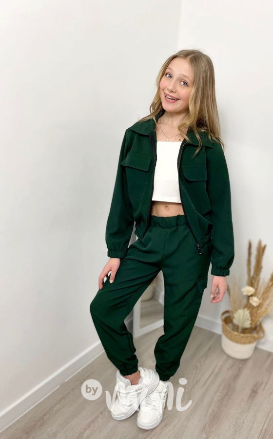 Cargo mikina + kapsáče smaragd