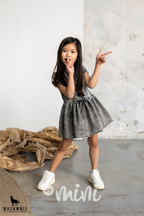 Mash Mnie denim šaty ice black