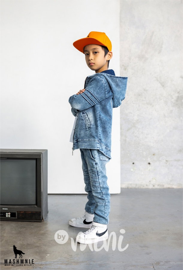 Mash Mnie cotton biker mikina WOLF acid blue