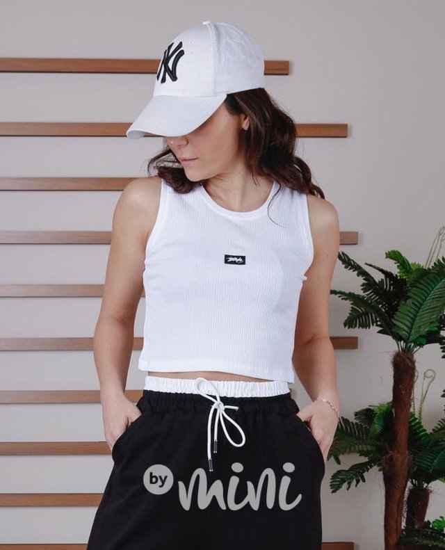 Lounge crop top STYLE bílý