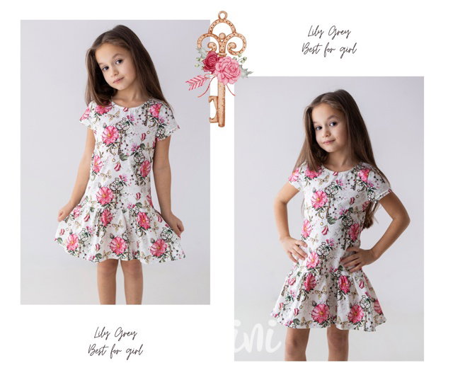 Lily Grey PREMIUM šaty flower & key
