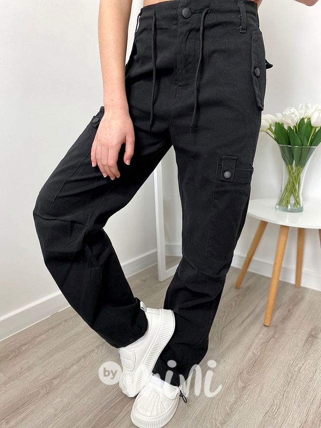 Maxi fashion švédy se šňůrkami černé