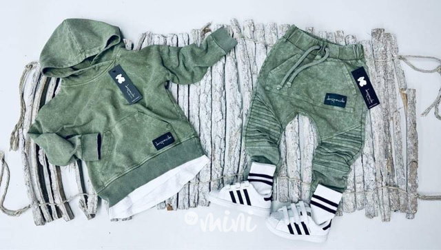 DESPACITO biker tepláky acid wash khaki