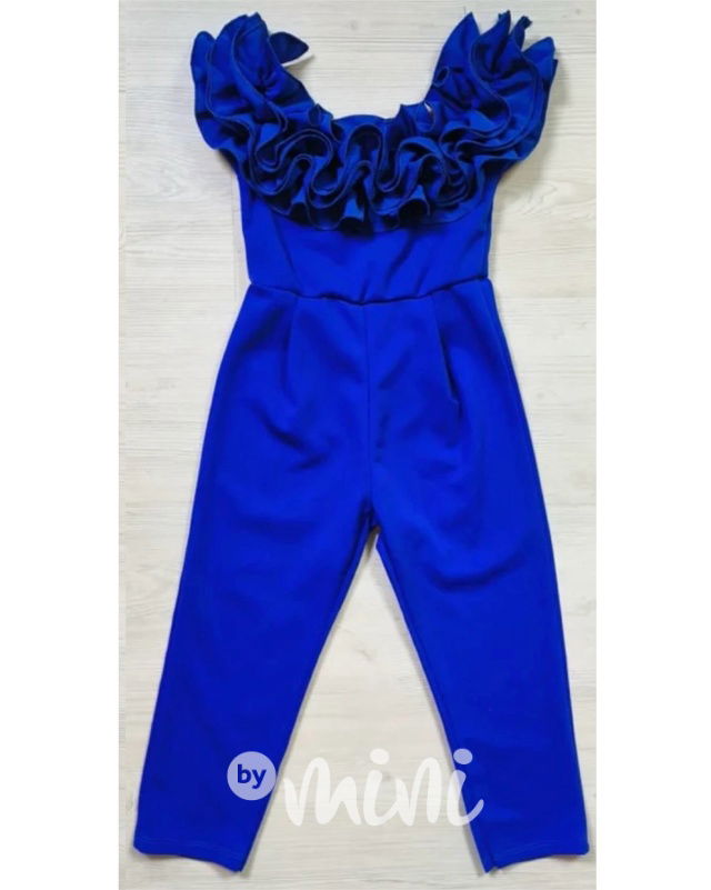 Maxi frill elegant overal royal blue