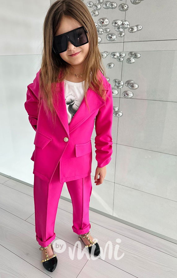 ELEGANT sako + kalhoty malina