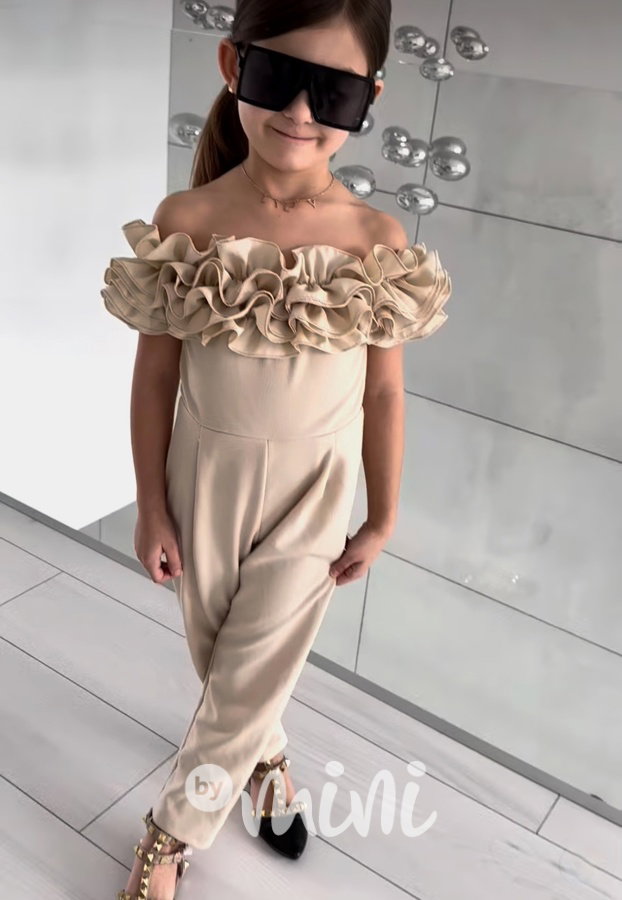 Maxi frill elegant overal béžový