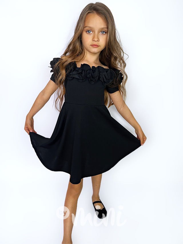 Maxi točivé šaty frill černé