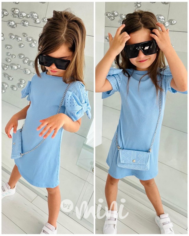 Mašličkové šaty s kabelkou baby blue