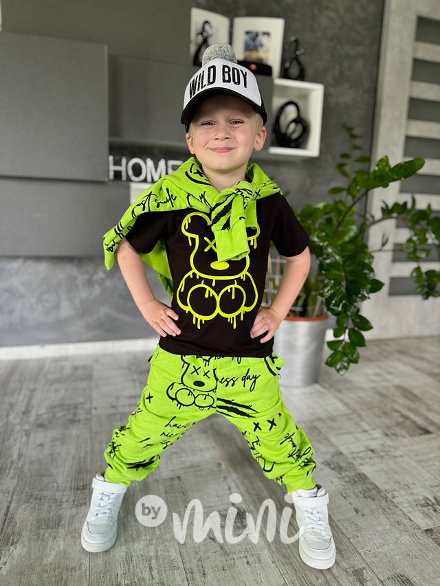 Teddy triko black/green apple