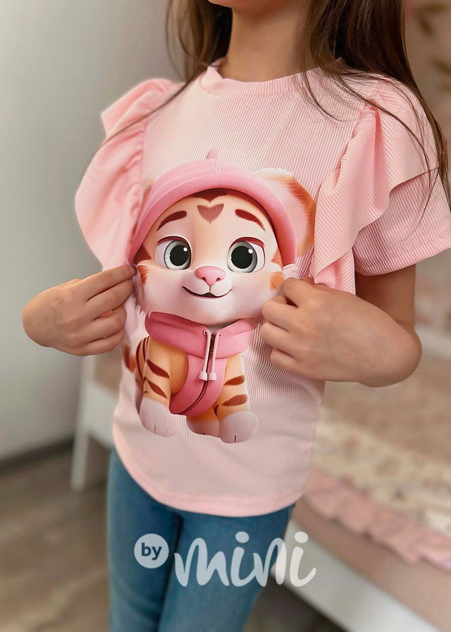 Baby tiger volánková blůzka pink