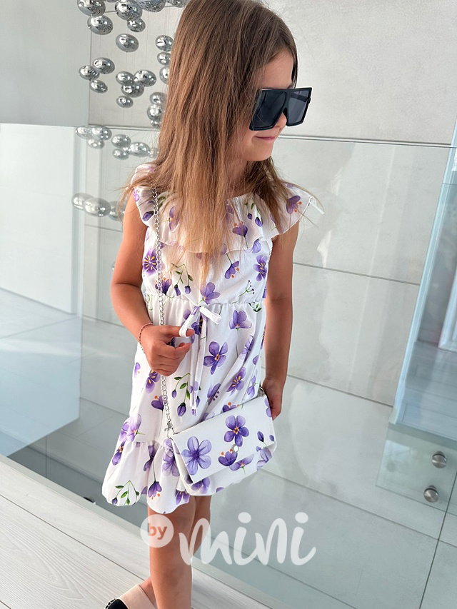 Lila blossom šaty s kabelkou