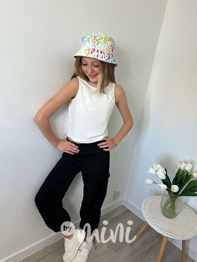 Žebrované crop tílko white