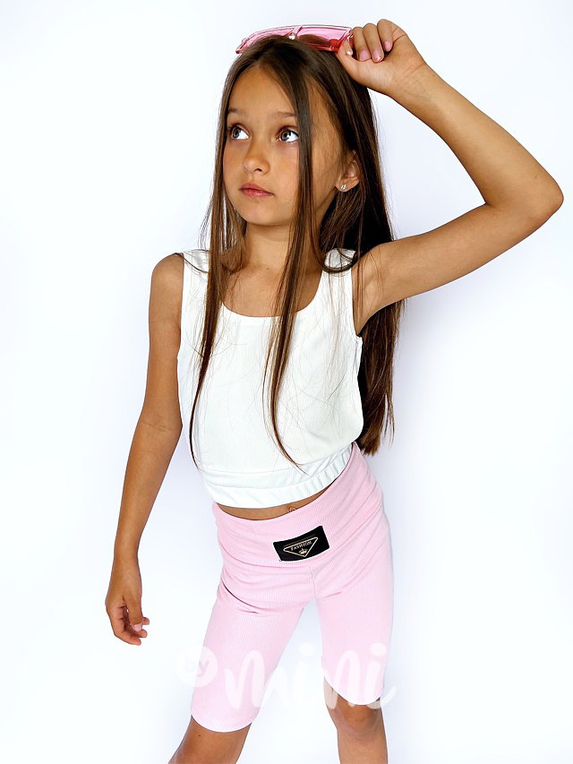 Krátké žebrované legíny FASHION sweet pink