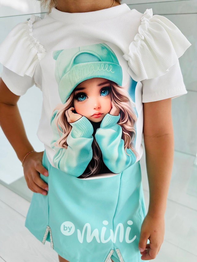Sukňokraťasy + blůzka CUTIE mint