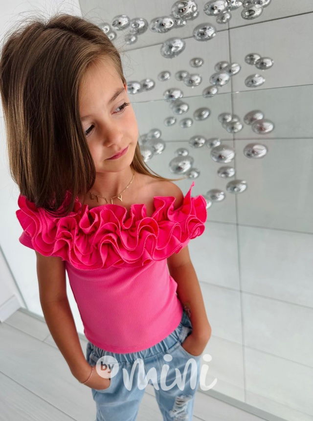 Řasená letní blůzka malinová