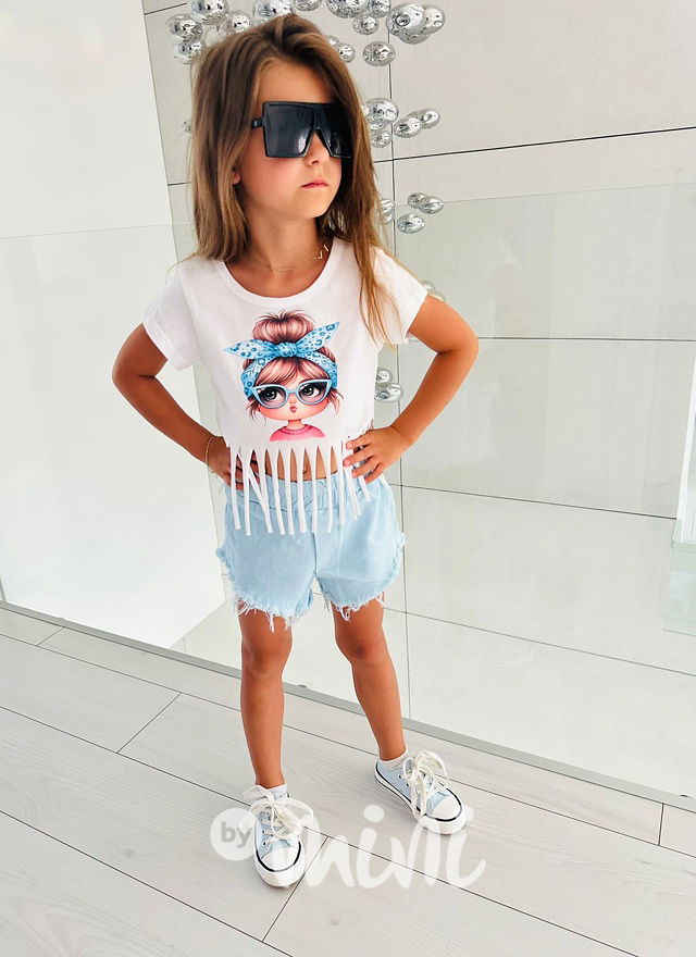 Baby blue top + kraťasy