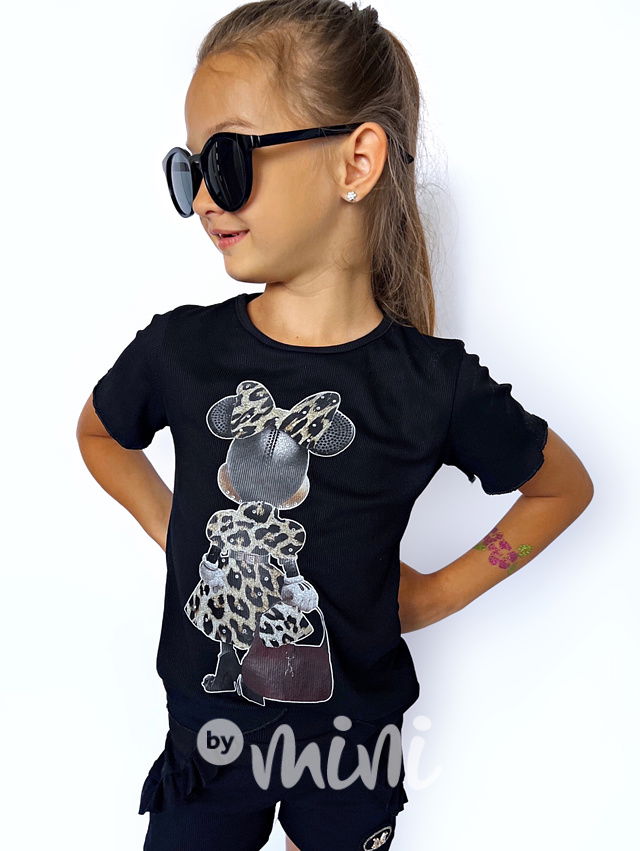 Leopard Minnie triko černé