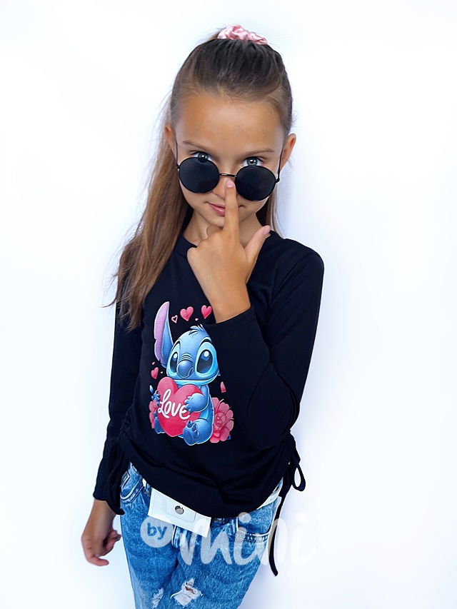 Lilo & Stitch longsleeve blůzka na stahování černá