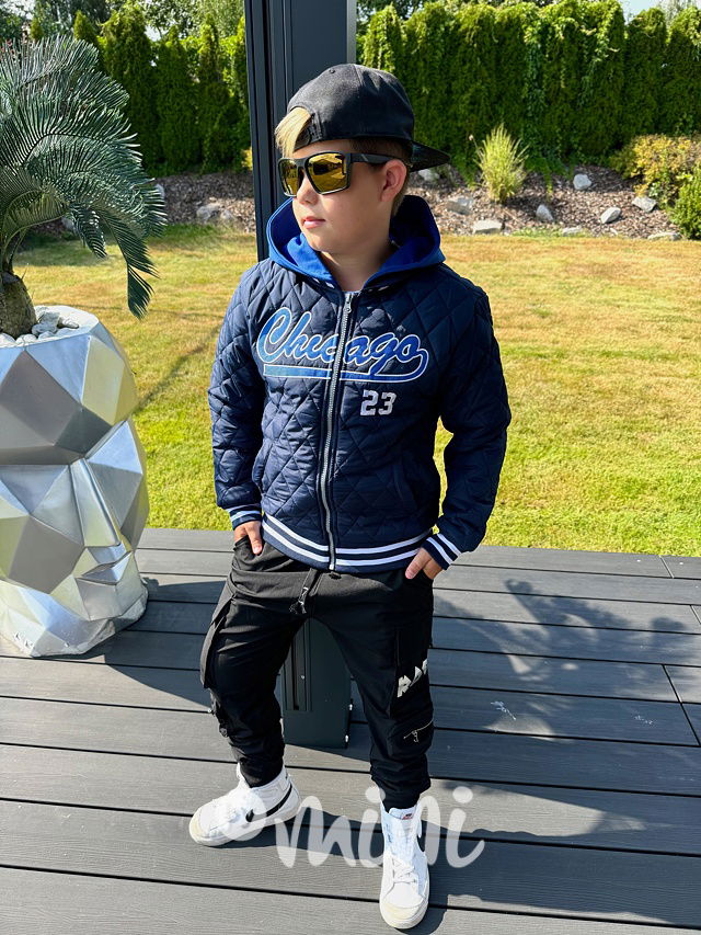 Prošívaná hoodie bunda Chicago blue