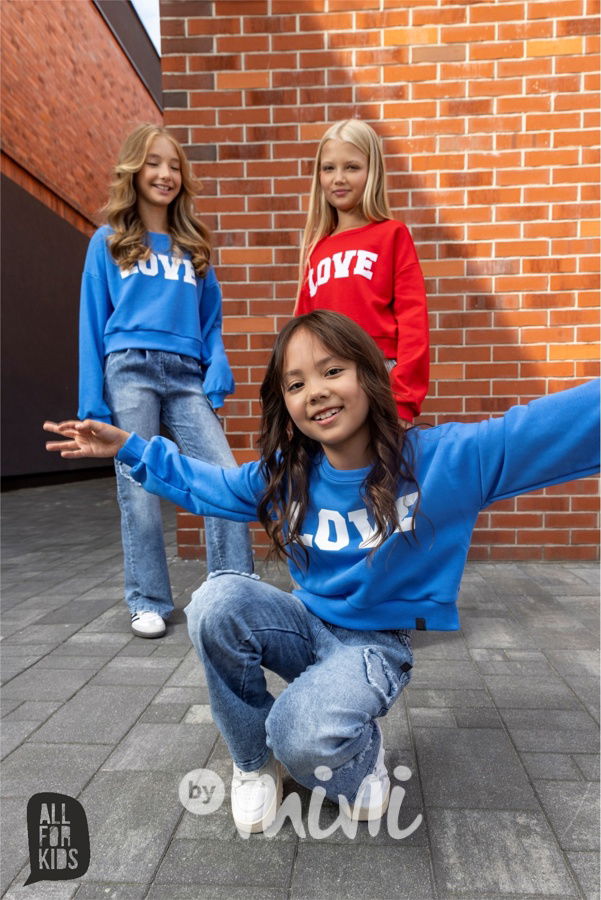 All for kids denim blue švédy heart