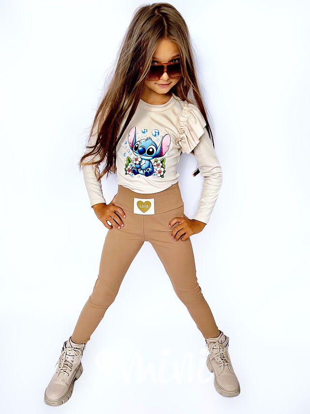 LOVE žebrované legíny beige