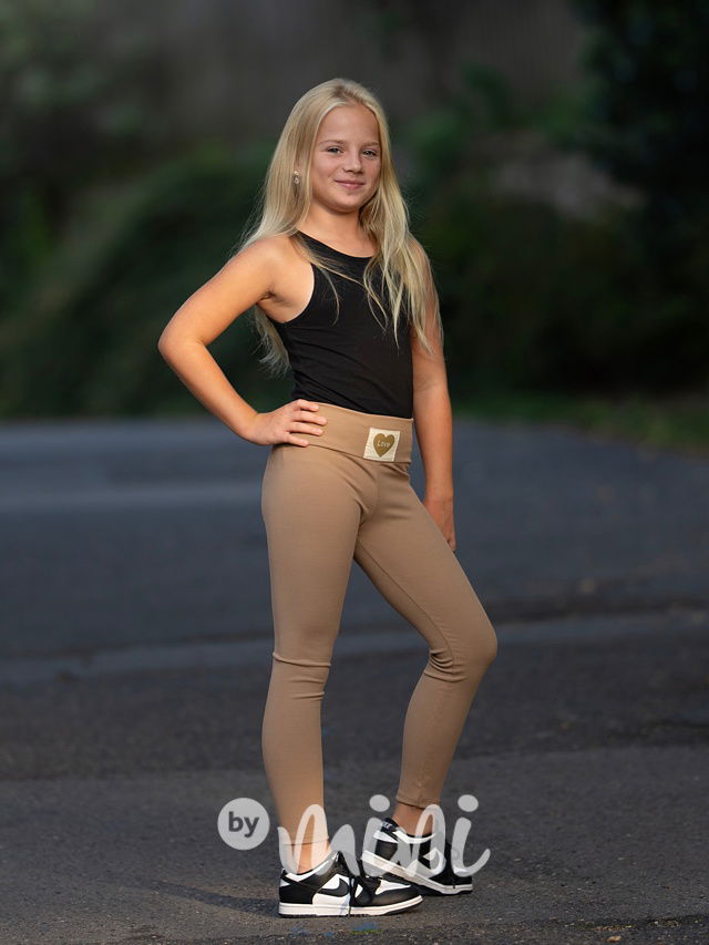 LOVE žebrované legíny beige