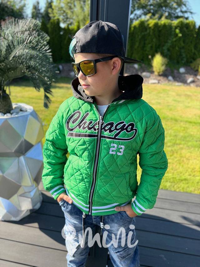 Prošívaná hoodie bunda Chicago green