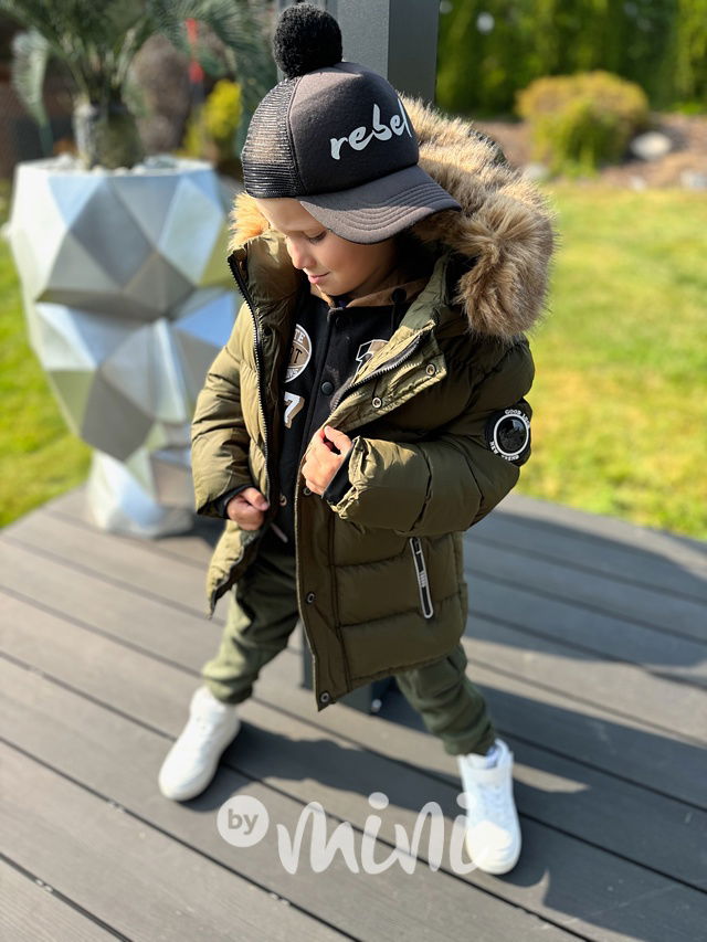 Zimní parka s kožíškem khaki