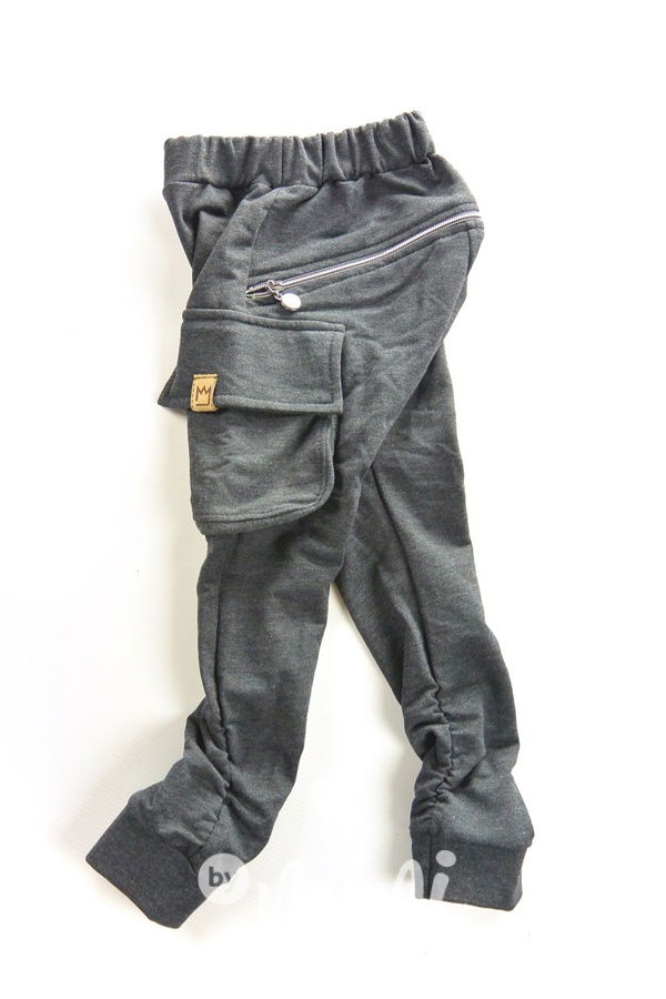 Tmavě šedé chlapecké baggy kapsáče zip