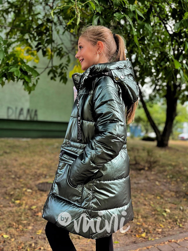 Zimní kabát Illusion metallic smaragd