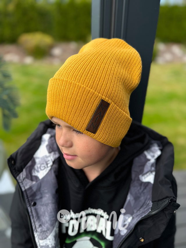 Teplá beanie čepice NAIN mustard