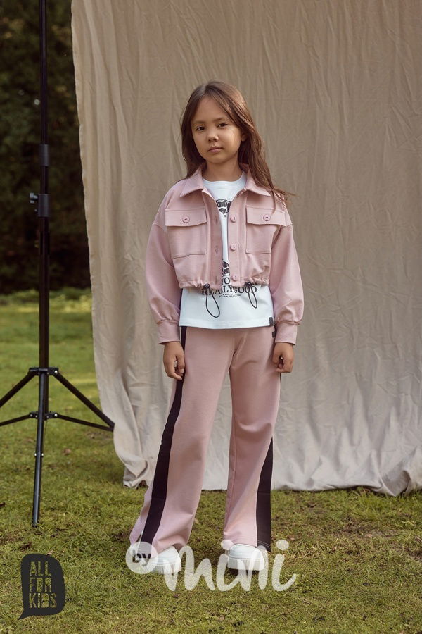 All for kids cargo crop mikina pink