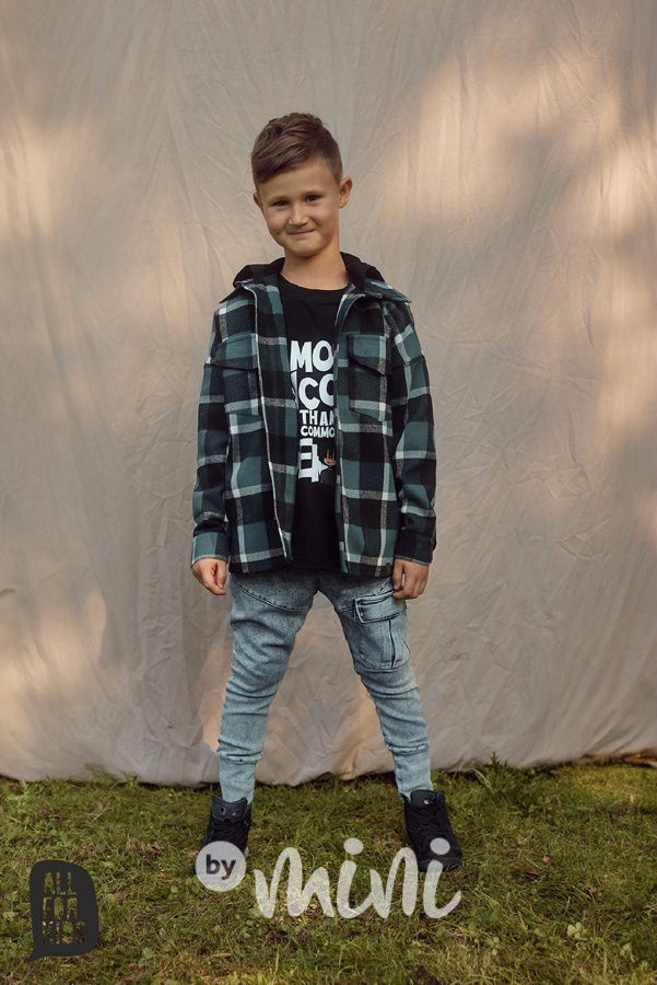 All for kids hoodie flauš košile petrol