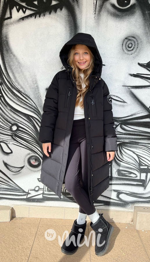 Maxi dlouhý zimní kabát DESIGN černý