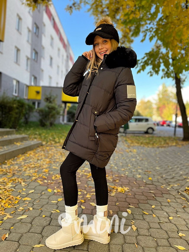 Zimní kabát Lucky girl černý