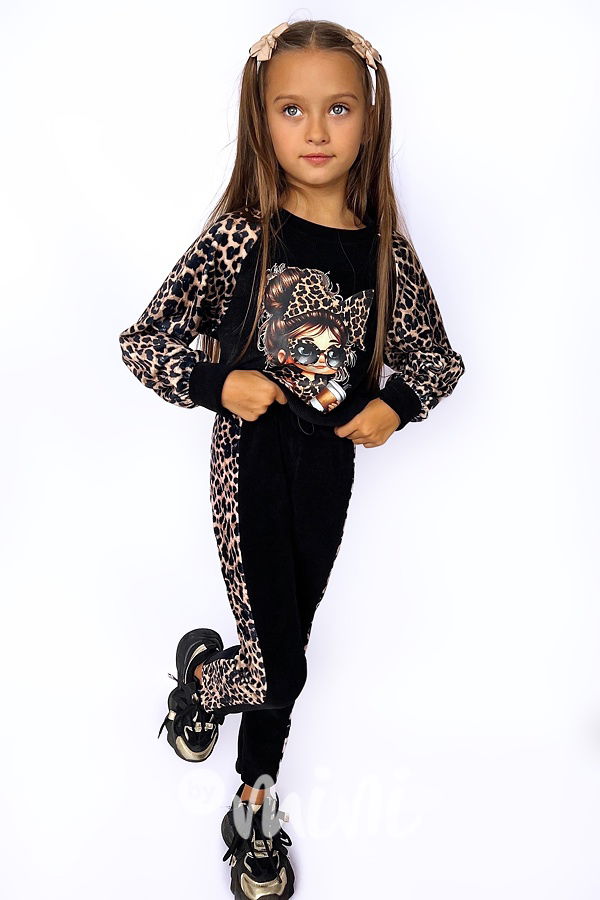 LEOPARD girl soft velur souprava