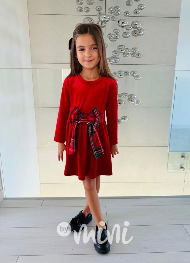 Sváteční soft velur šaty červené