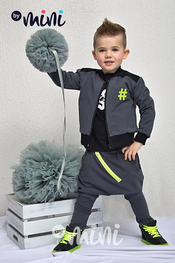 Dark grey baggy neon zip