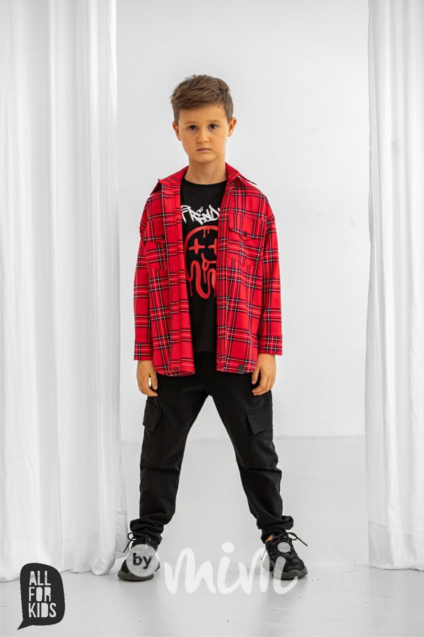 All for kids red karo košile