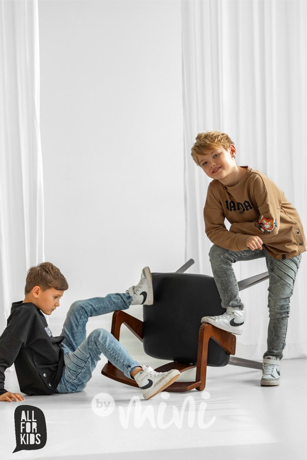 All for kids biker soft denim jeansy dark