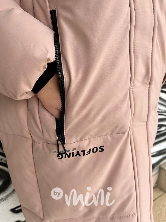 Maxi dlouhý zimní kabát SPORTY pudder pink
