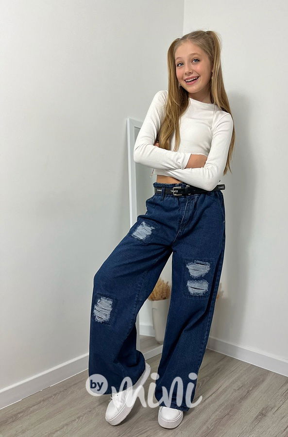 Zateplené ripped volné maxi džíny