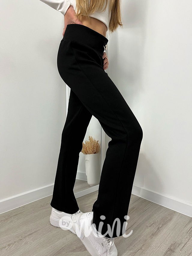 Zateplené kalhoty s řetízkem černé