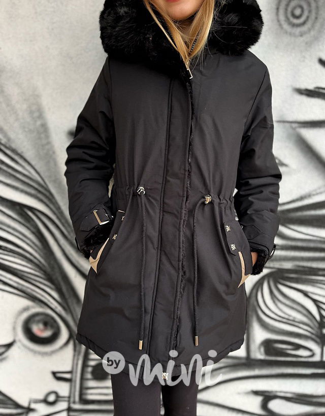 Zimní kožíšková parka černá